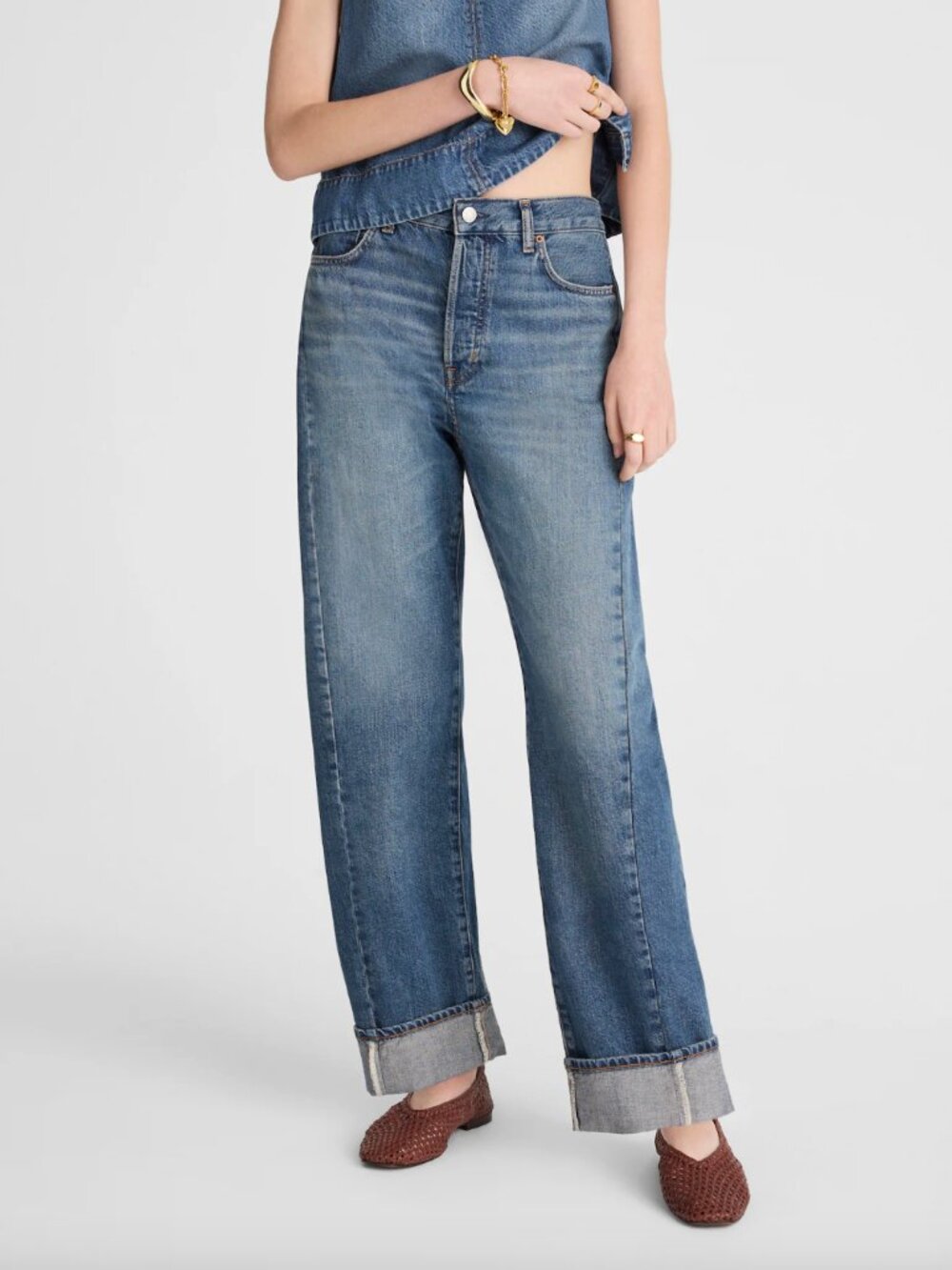 NWT! MADEWELL The Pieced Barrel-Leg Full-Length Jean Size 25